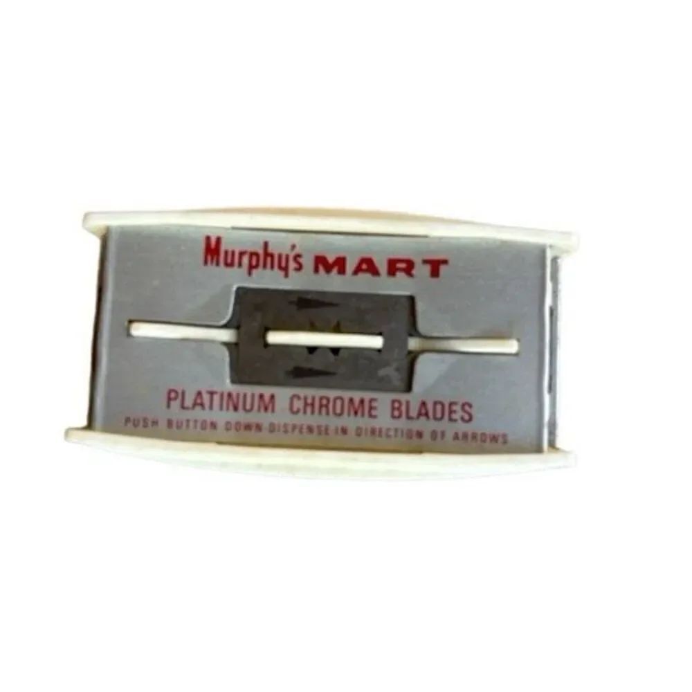 Murphy’s Mart Vintage Platinum Chrome Double Edged Blades Dispenser-1 New